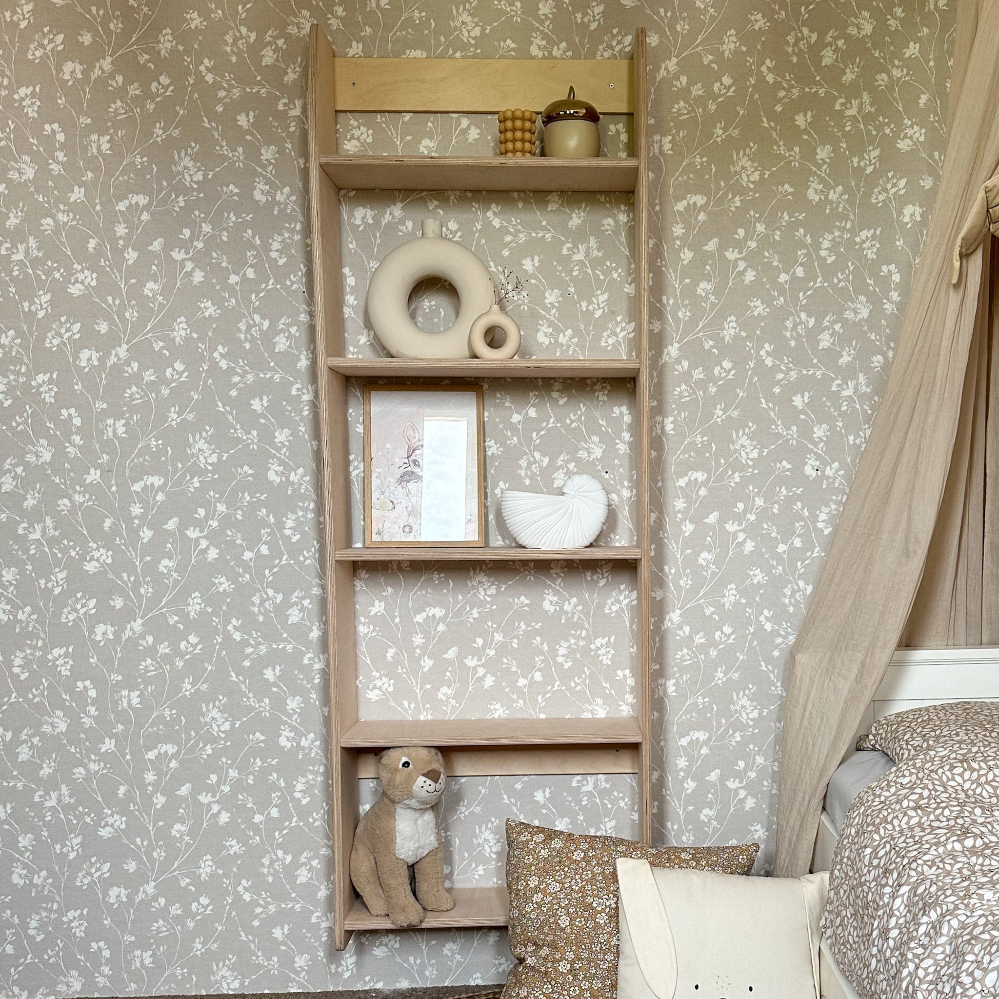 Montessori Bücher Wandregal Kinderzimmer | 5 Regale - natur Offene Wandregal toddie.de