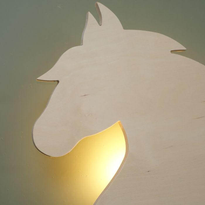 Hölzerne Wandleuchte Kinderzimmer | Pferd - natur Wandleuchte toddie.de