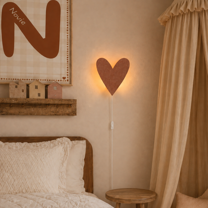 Wandleuchte aus Filz für das Kinderzimmer | Herz – rosa