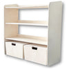 Montessori Offener Spielzeugschrank + rollbaren Aufbewahrungsboxen | Bücherregal 3 Regalböden - natur Offener Spielzeugschrank toddie.de ®