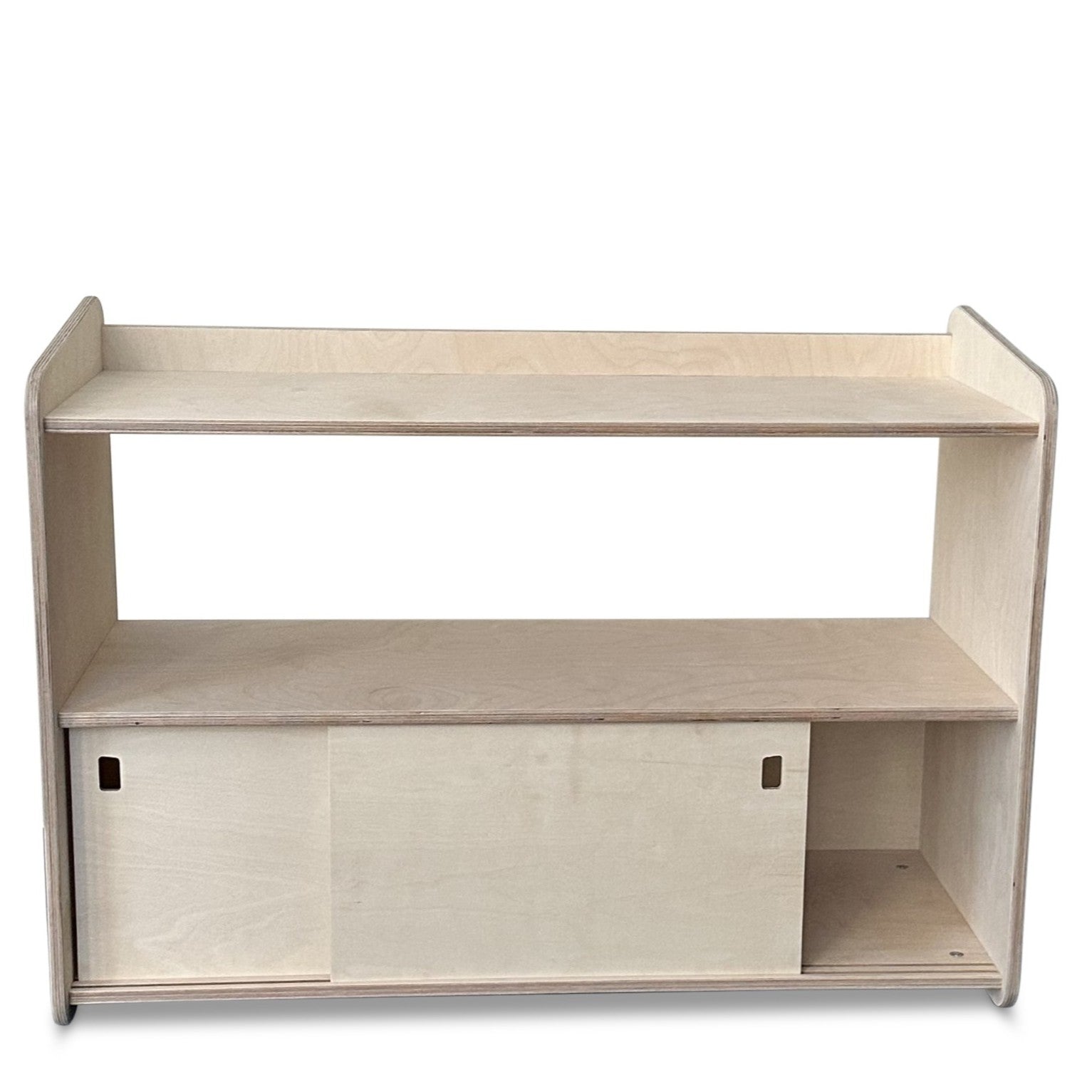 Jollie Montessori Spielzeugschrank mit Schiebetüren | Bücherregal 3 regale - natur toddie.de ®