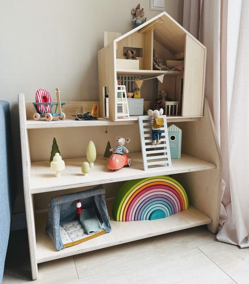 Montessori Spielmöbel | Kinder-Aufbewahrungsmöbel 3 Regale - natur Aufbewahrung toddie.de   