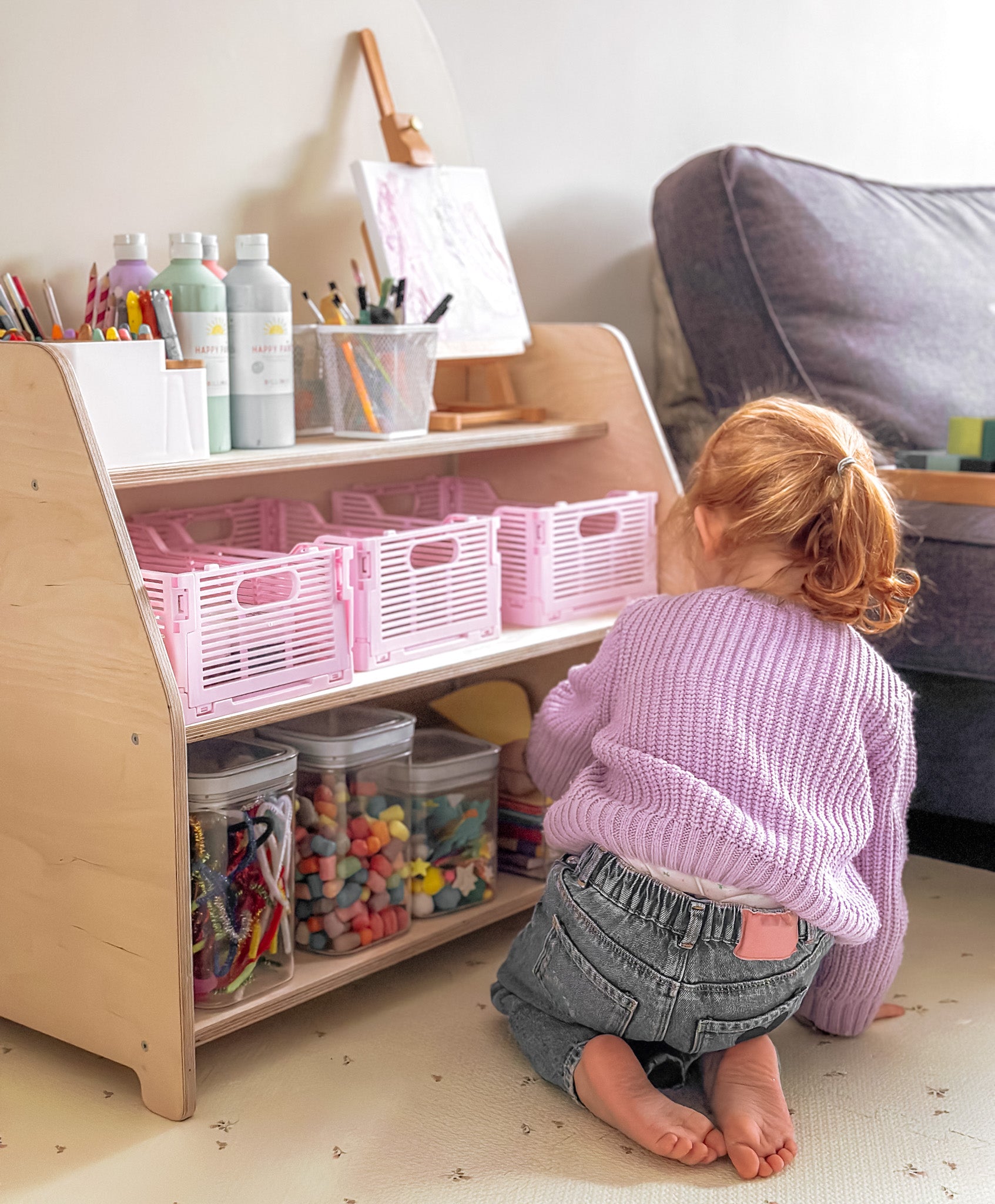 Montessori Spielmöbel | Kinder-Aufbewahrungsmöbel 3 Regale - natur Aufbewahrung toddie.de