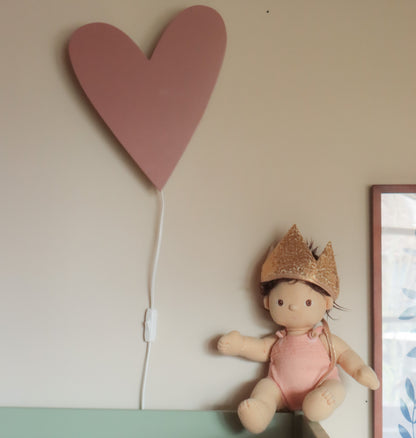Houten wandlamp kinderkamer | Hart - Terra roze - toddie.nl ®