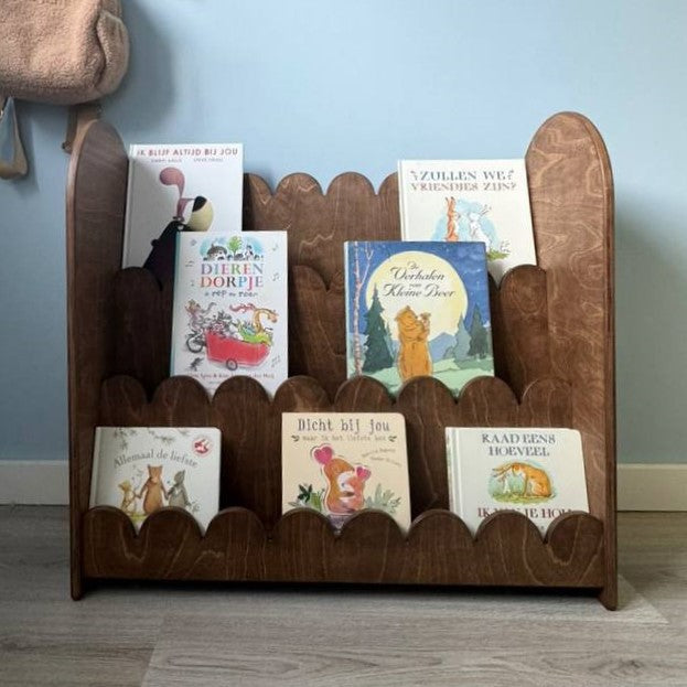 Bubble Montessori Bücherregal Kinderzimmer | 3 Stufen - Wengé - all bubble Bücherschrank toddie.de ®