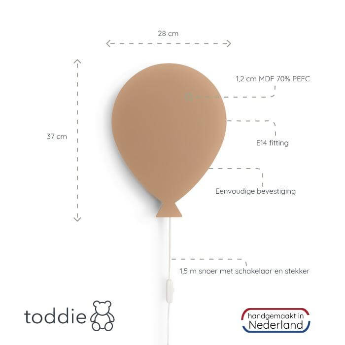 Hölzerne Wandleuchte Kinderzimmer | Ballon - spiced honey Wandleuchte toddie.de