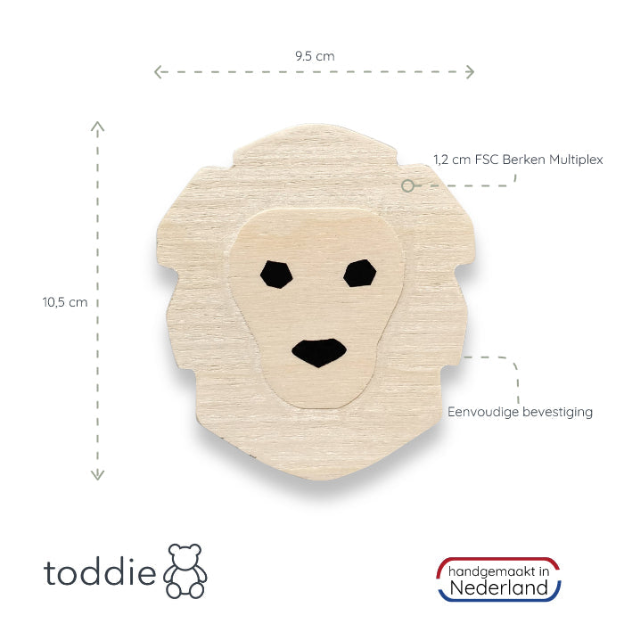 Hölzerne Wandhaken Kinderzimmer | 4 Stück Dschungel - natur Garderobenhaken toddie.de