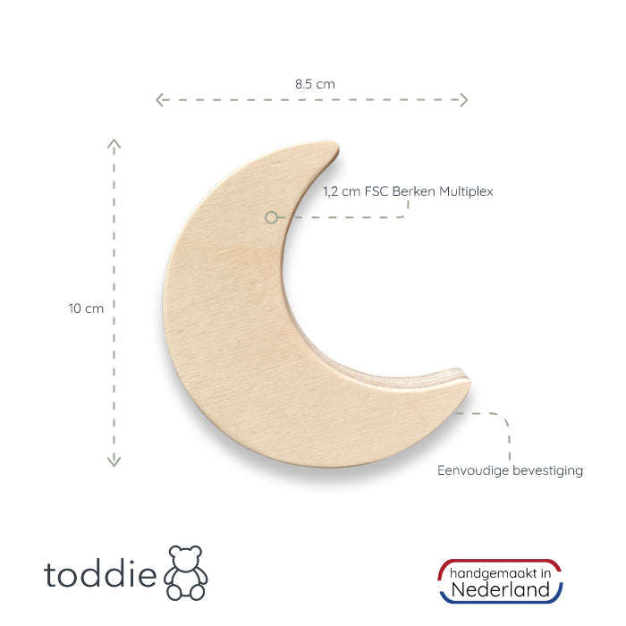 Hölzerne Wandhaken Kinderzimmer | Mond und Blume - natur Wandhaken toddie.de