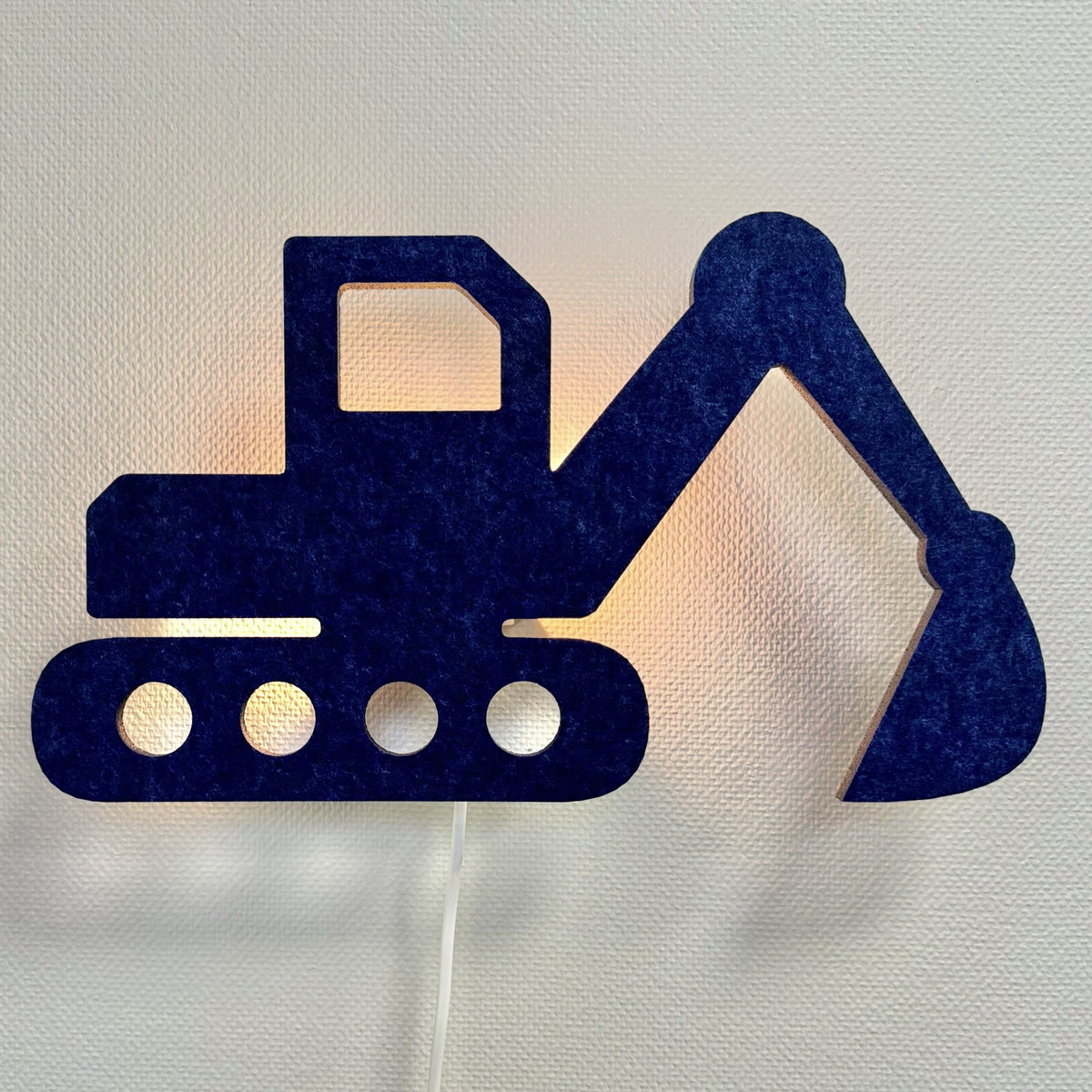Filz-Wandlampe Bagger nachtblau – Vorderansicht