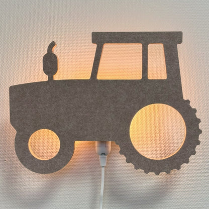 Filz-Wandlampe Traktor sandbeige – Lampe an