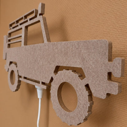 Filz-Wandlampe 4x4 Jeep sandbeige – Seitenansicht des PET-Filzes