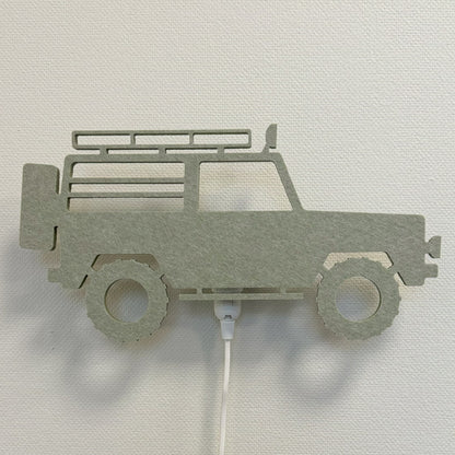 Filz-Wandlampe 4x4 Jeep salbeigrün – Lampe aus