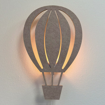 Filz-Wandlampe Heißluftballon sandbeige – Lampe an