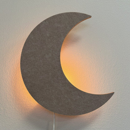 Filz-Wandlampe Mond sandbeige – Lampe an