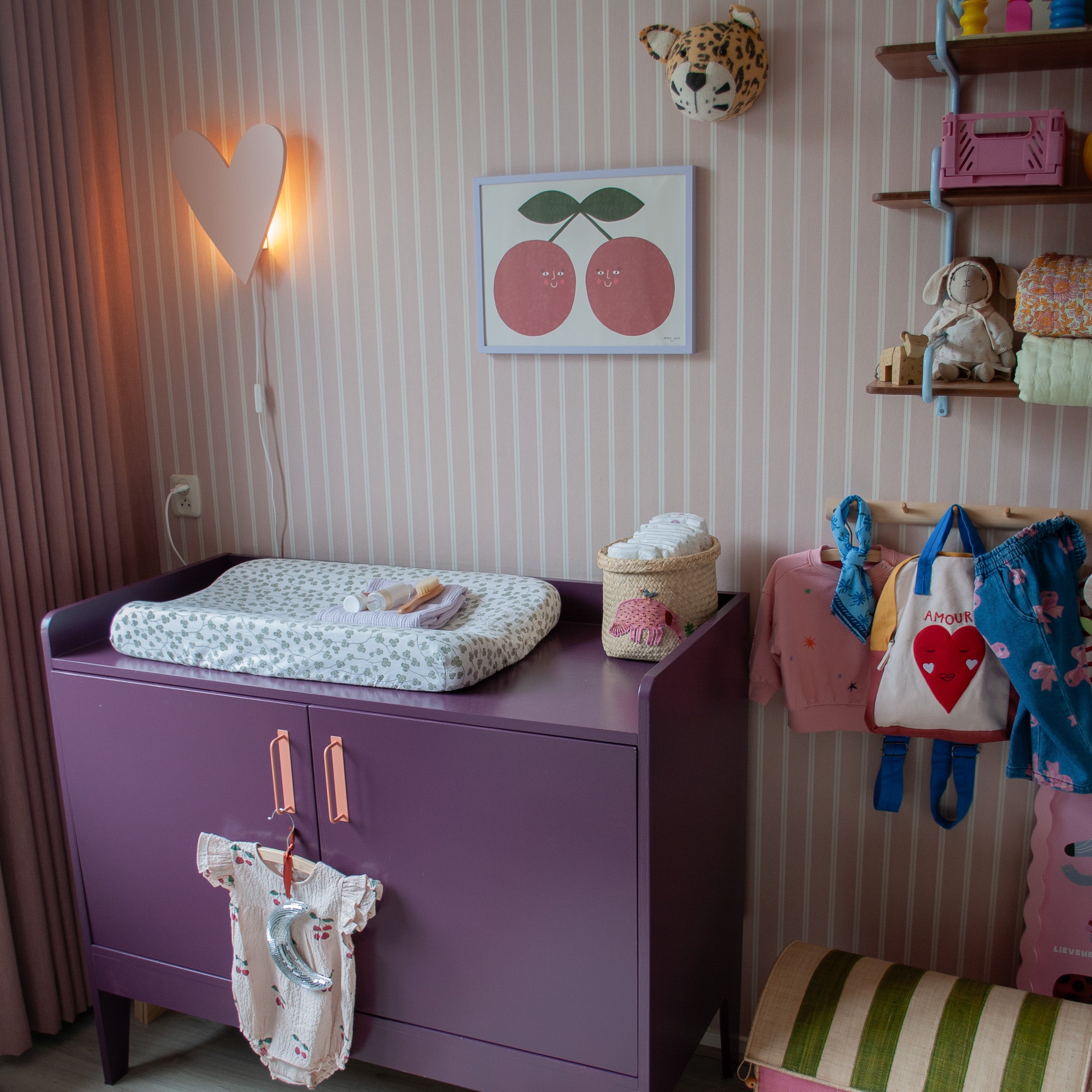 Hölzerne Wandleuchte Kinderzimmer | Herz - peach Wandleuchte toddie.de ®