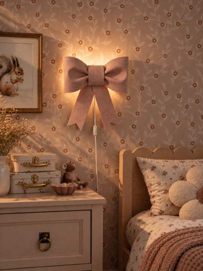Wandlampe aus Filz fürs Kinderzimmer | Schleife – Dusky Rosa