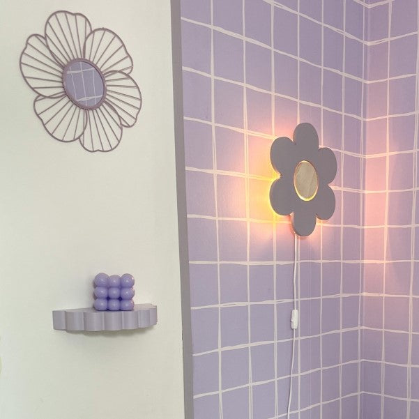 Hölzerne Wandlampe Kinderzimmer | Blume - Lila Wandleuchte toddie.de ®
