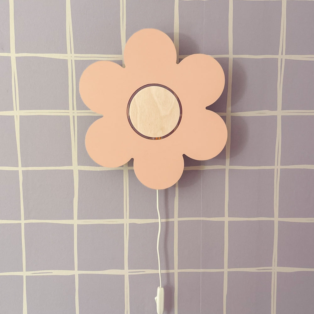 Hölzerne Wandlampe Kinderzimmer | Blume - Peach Wandleuchte toddie.de ®