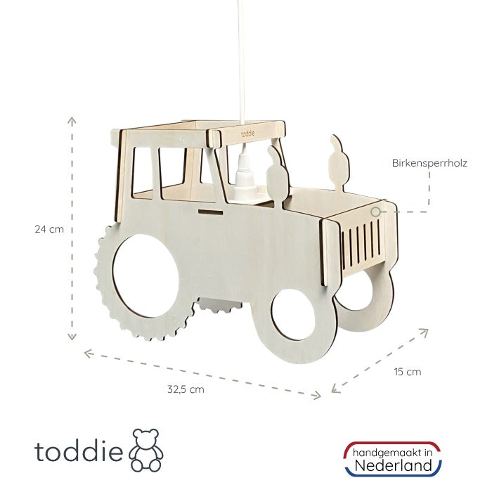 Hölzerne Pendelleuchte Kinderzimmer | Traktor - natur Pendelleuchte toddie.de ®   