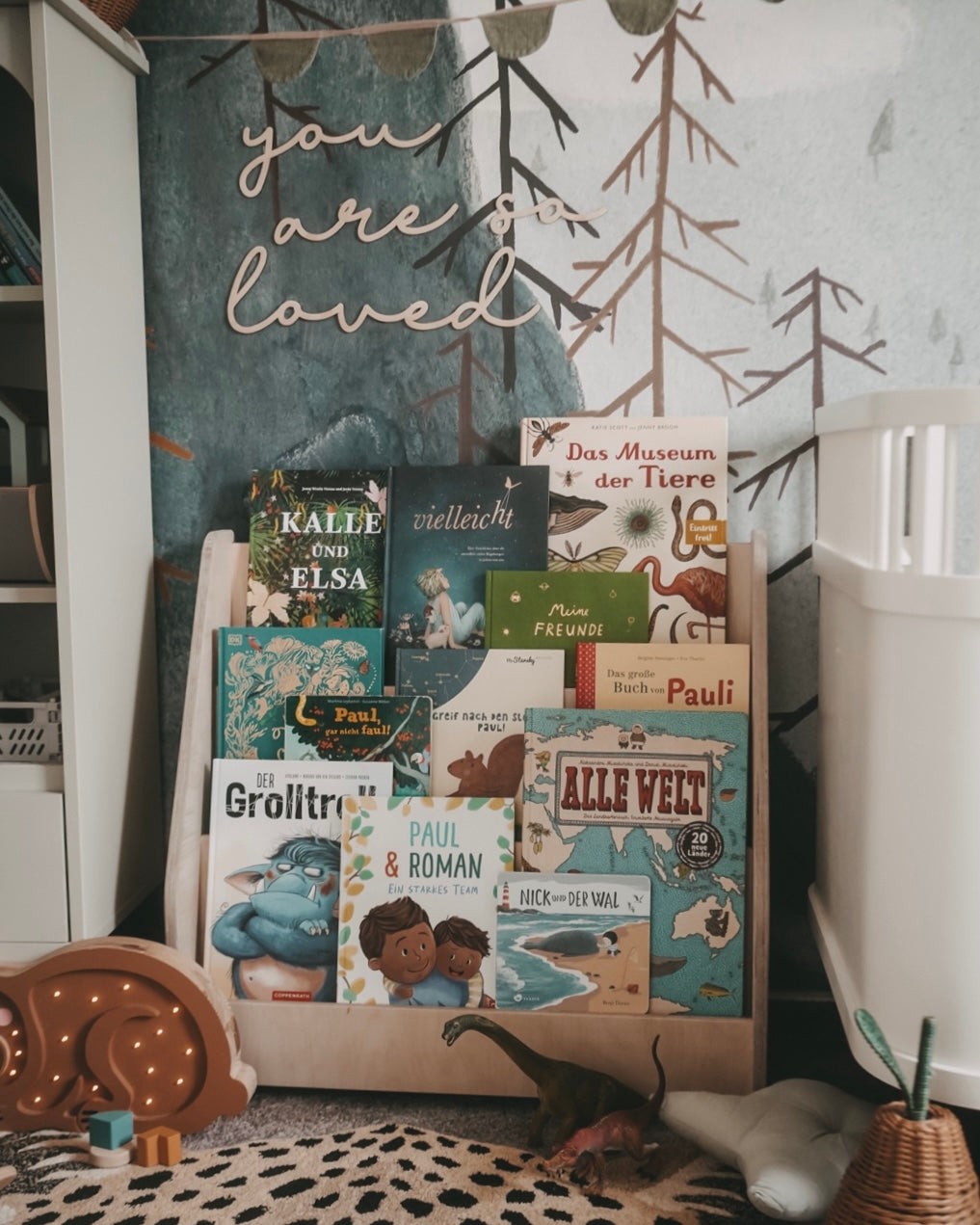 Montessori Bücherschrank Kinderzimmer | 3 Stufen - natur Bücherschrank toddie.de   