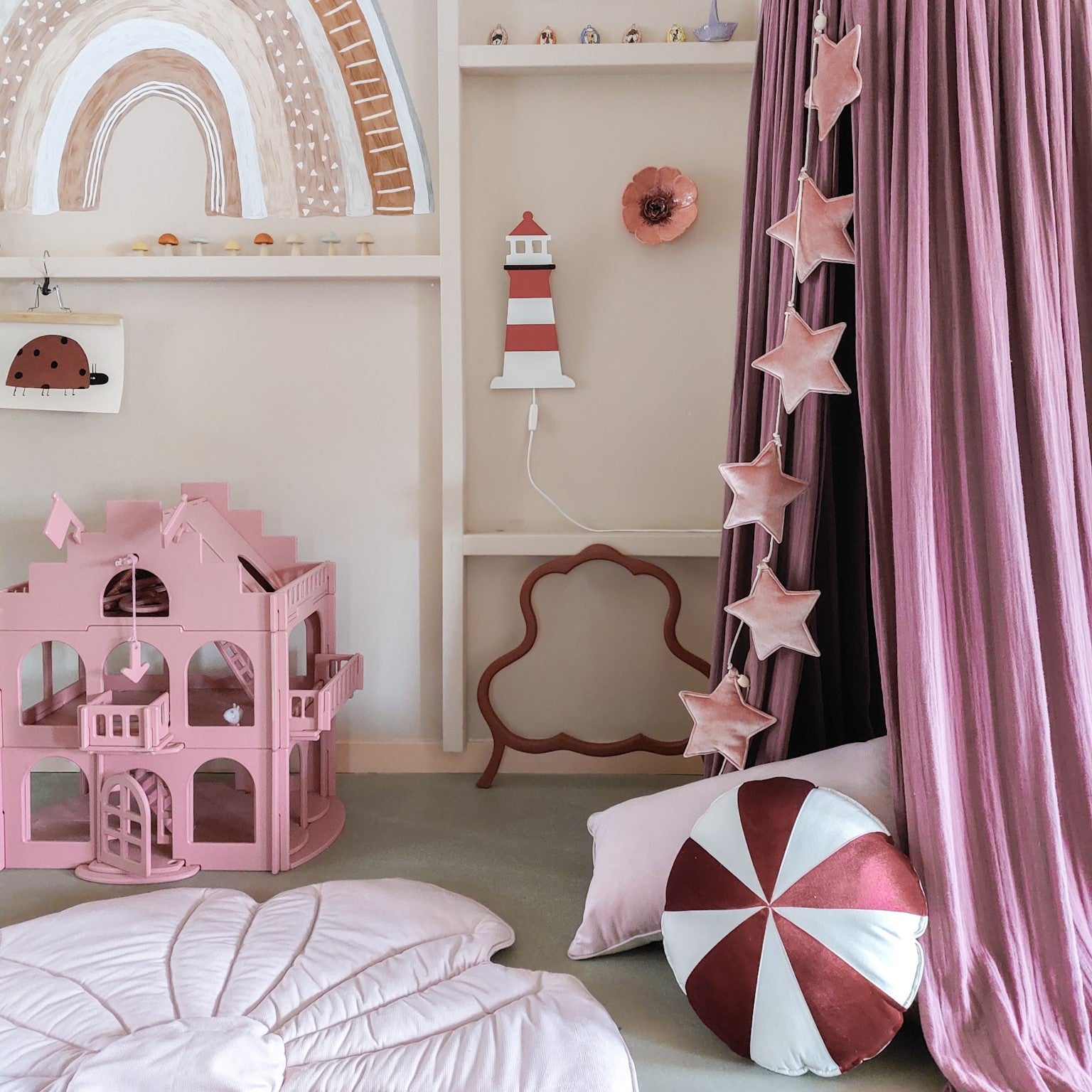 Hölzerne Wandleuchte Kinderzimmer | Lighthouse, Leuchtturm - weiß/rot Wandleuchte toddie.de