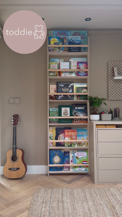 Shelfie Montessori Bücherregal für das Kinderzimmer | 6 Einlegeböden – naturfarben