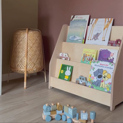Moodie Montessori-Bücherregal für das Kinderzimmer | 3 Stufen – naturbelassen
