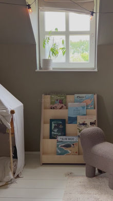 Moodie Montessori-Bücherregal für das Kinderzimmer | 4 Stufen – naturfarben