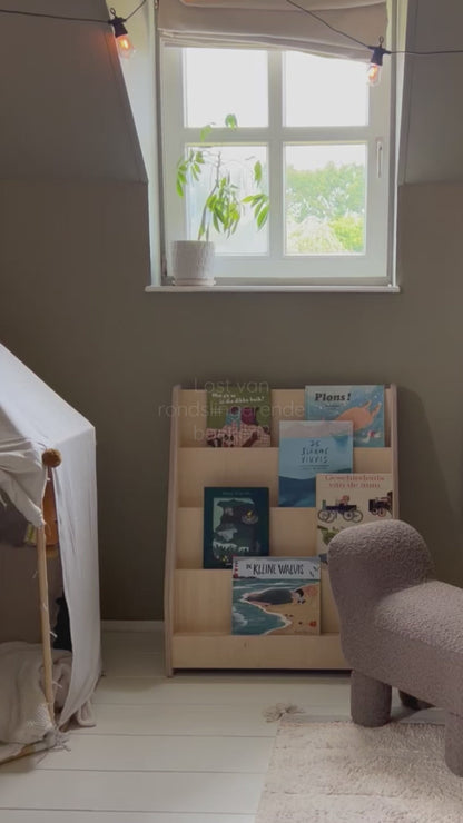 Moodie Montessori-Bücherregal für das Kinderzimmer | 4 Stufen – naturfarben
