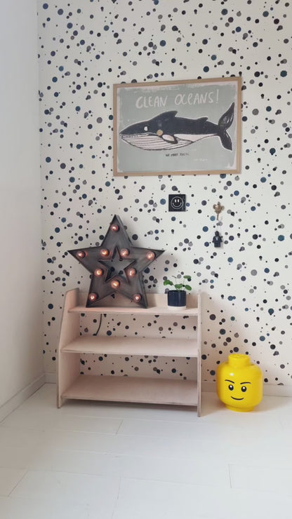 Moodie Montessori-Spielmöbel | Kinderaufbewahrungsmöbel mit 3 Regalböden – naturfarben