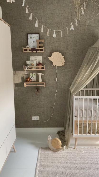 Wandlampe Kinderzimmer aus Holz | Igel – naturbelassen