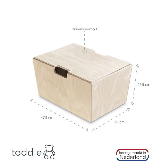 Montessori fahrende Aufbewahrungsbox mit Lenkrollen und Deckel - natur aufbe toddie.de ®