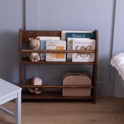 Shelfie Montessori Bücherregal für das Kinderzimmer | 2 Regalböden – Wengé, gebeizt