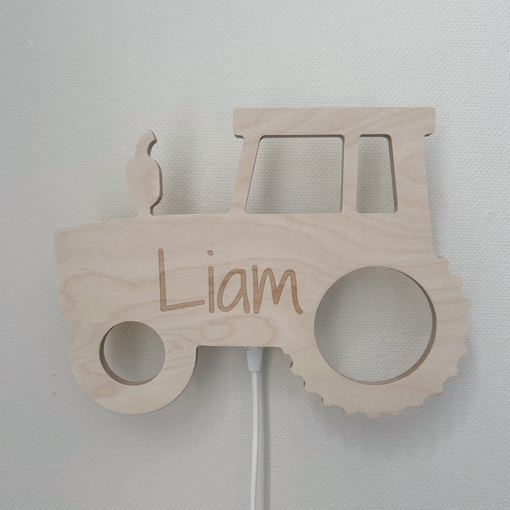 Hölzerne Wandleuchte Kinderzimmer | Traktor - natur Wandleuchte toddie.de