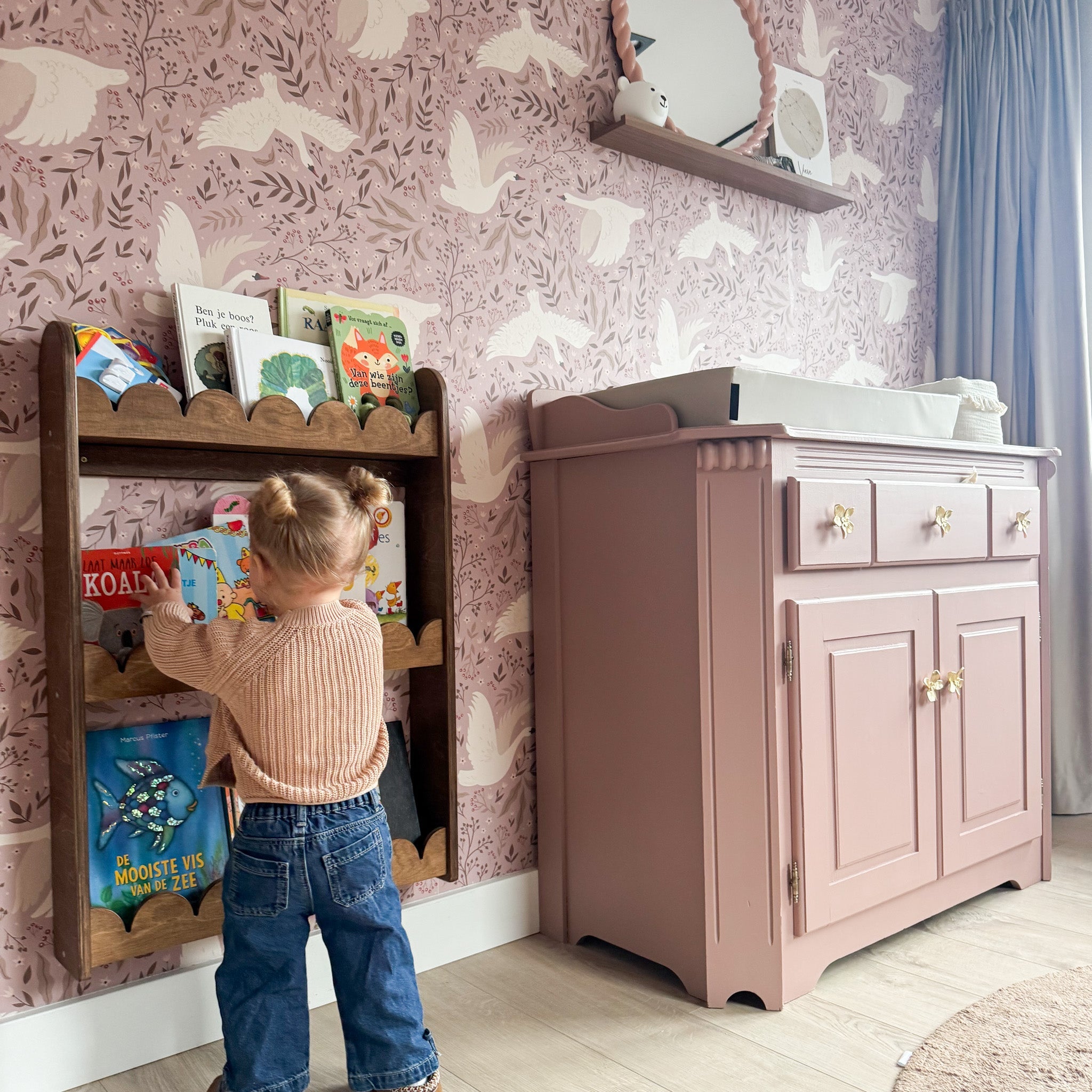 Bubble Montessori Bücherregal Kinderzimmer | 3 Regale - Wengé gebeizt Wandregal toddie.de ®