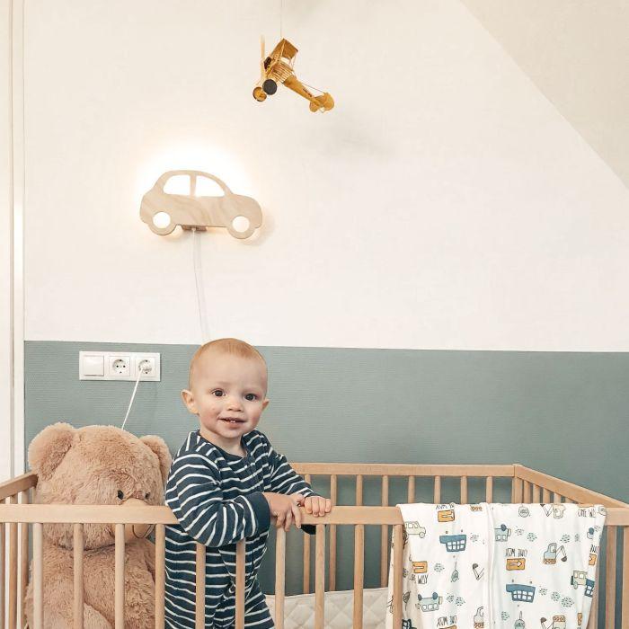 Hölzerne Wandleuchte Kinderzimmer | Auto - natur Wandleuchte toddie.de   