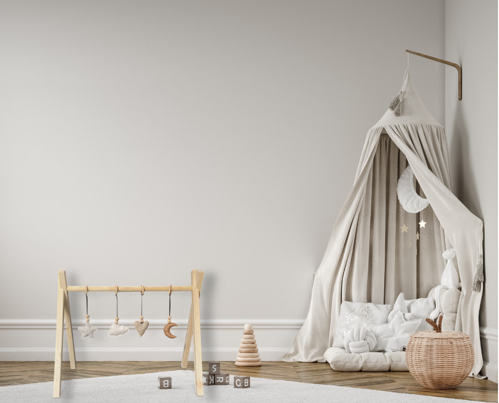 Holz Babygym | Massiver Holzspielbogen Tipi-Form mit Natur hängespielzeuge - natur Spielbogen + Hängespielzeuge toddie.de   