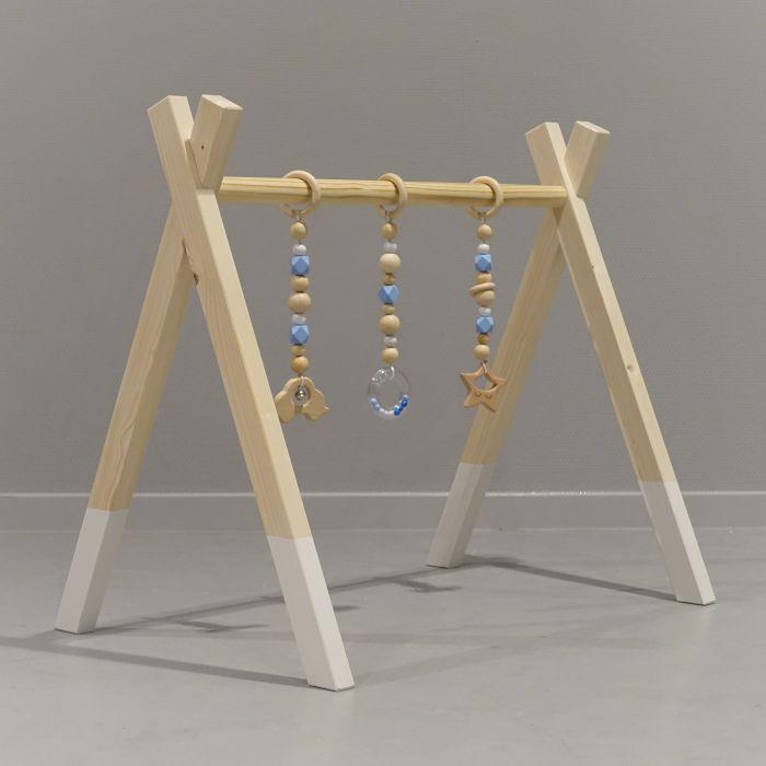 Holz Babygym | Massiver Holzspielbogen Tipi-Forme (ohne hängespielzeuge) - weiß Spielbogen toddie.de   