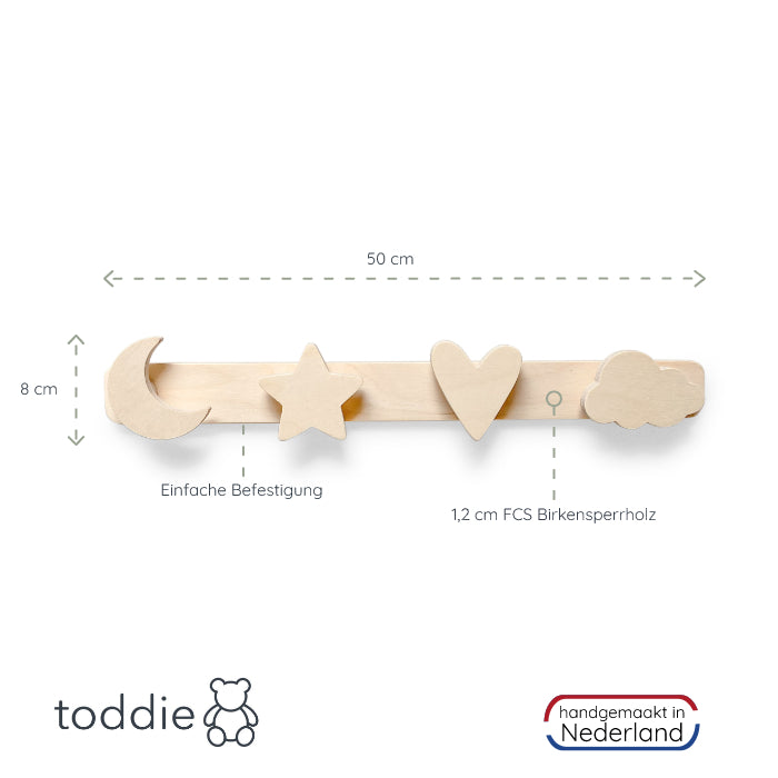 Holz Wandgarderobe Kinderzimmer | Natur - natur Wandgarderobe toddie.de   