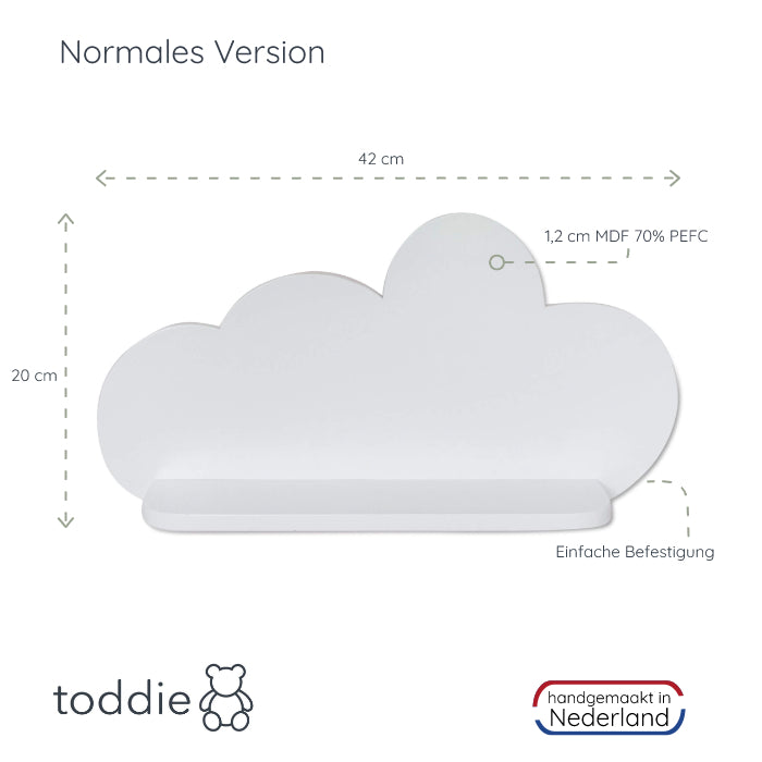 2 hölzerne Wandregale Kinderzimmer Wolke | Wolkie - weiß Wandregal toddie.de   