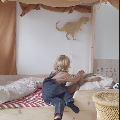 Wandlampe Kinderzimmer aus Holz | Tyrannosaurus – naturfarben