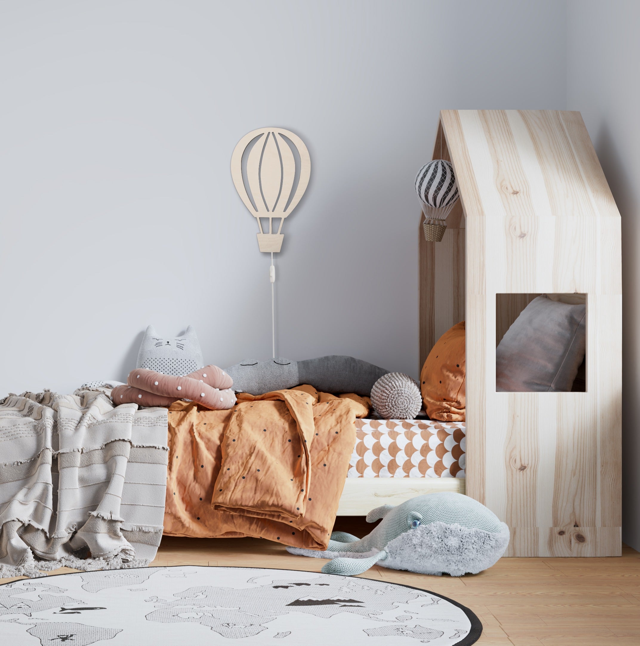 Hölzerne Wandleuchte Kinderzimmer | Luftballon - natur Wandleuchte toddie.de   